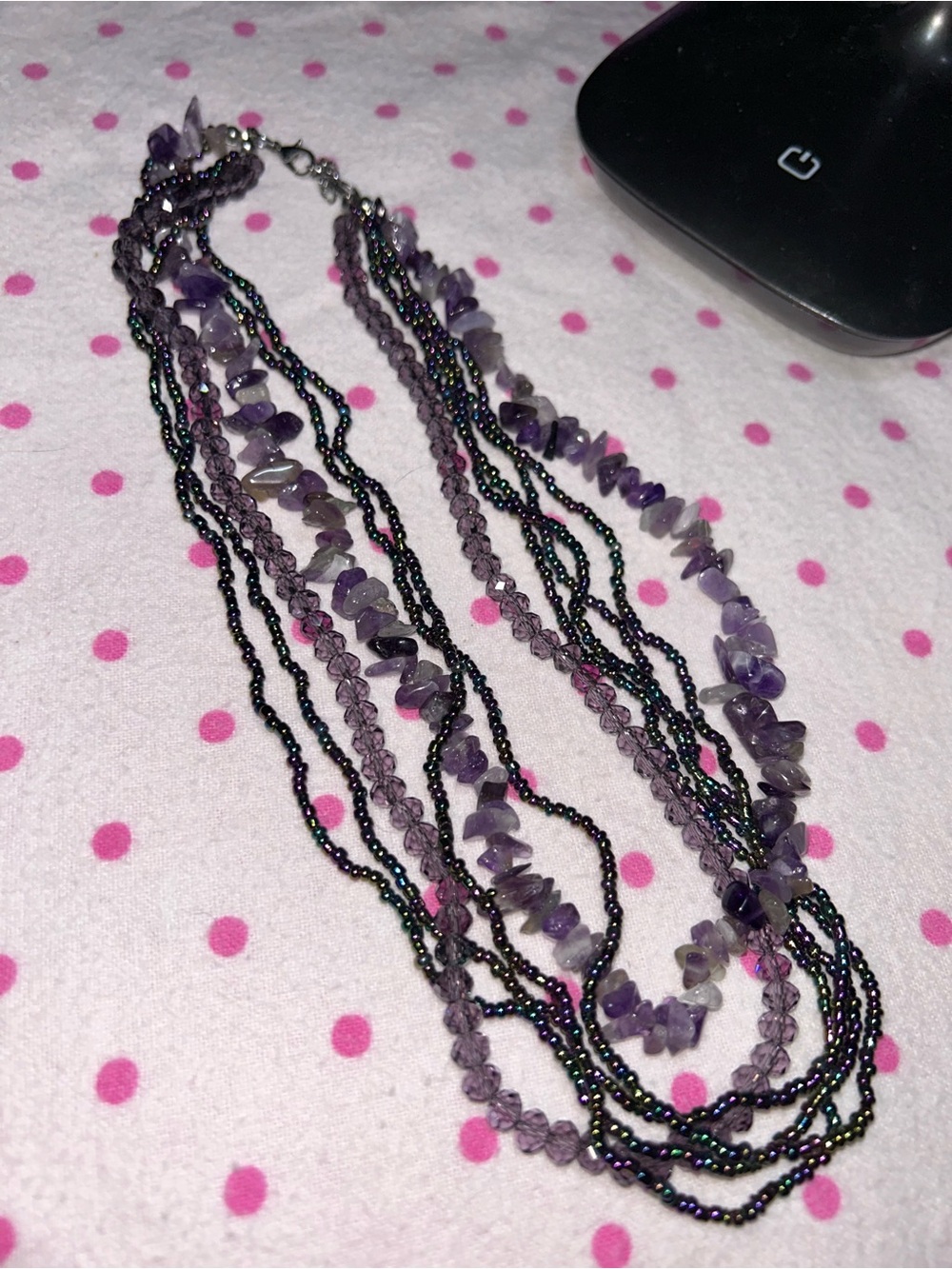 Multi-Strand Amethyst Bead Necklace - Purple